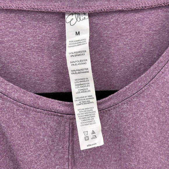 Ellie Heathered Purple Twist Front Long Sleeve Active Crop Top Med Athletic Yoga - Picture 4 of 7